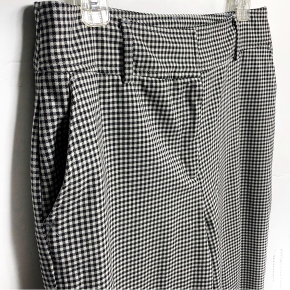 Joie High Rise Women's Pants Black White Gingham Plaid Career Ankle Crop size 10 - Picture 1 of 16